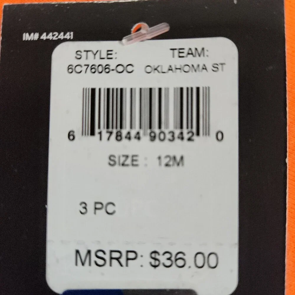 Nike Oklahoma State OSU Cowboys Baby Bodysuit 3pc Romper Infant Set 24M 169